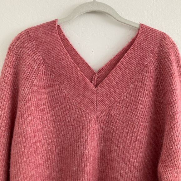 Pink Wool Blend Knit Sweater V Neck Oversized Boxy by Primark Cares Size Large - Picture 2 of 12